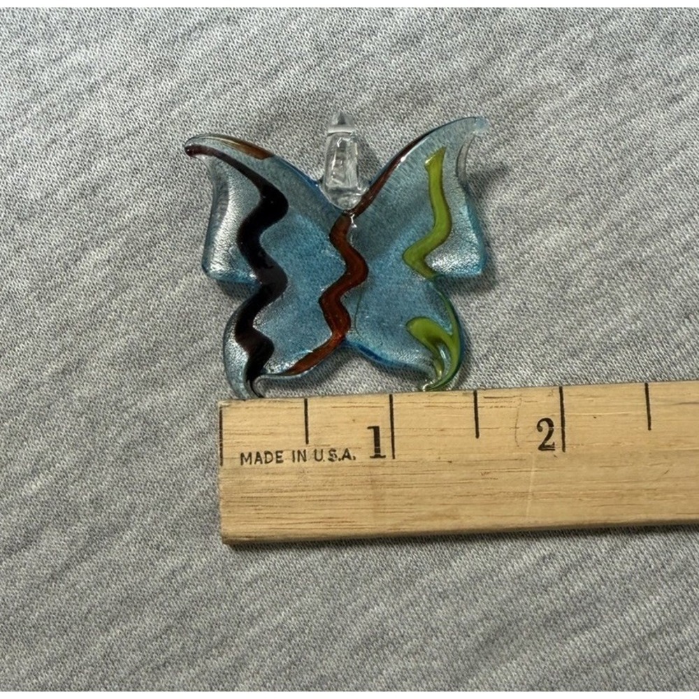 Art Glass PENDANTS (7) Handmade Artisan Flower Butterfly Millefiori Heart Shapes - Picture 10 of 16